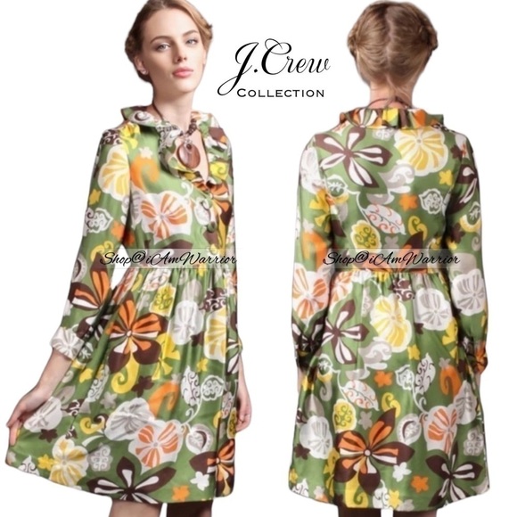 J. Crew Collection rare silk twill Bahia floral ruffle dress *shop@iamwarrior - Picture 4 of 17